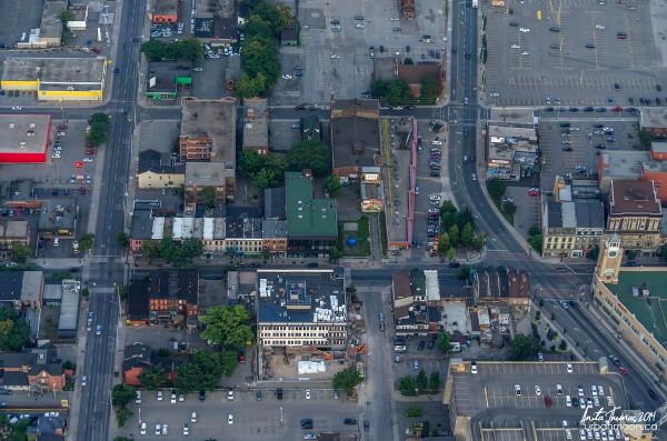 Aerial view of surface parking in downtown Hamilton (Image Credit: Anita Thomas)