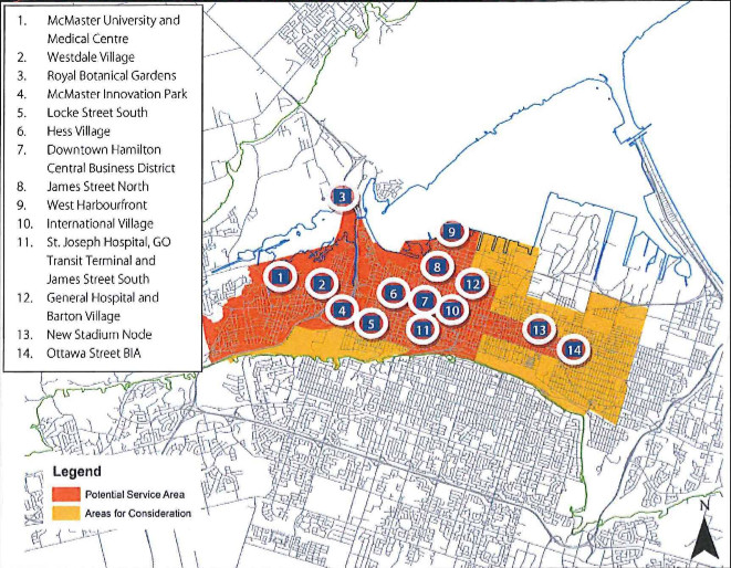 Bike share potential service area map