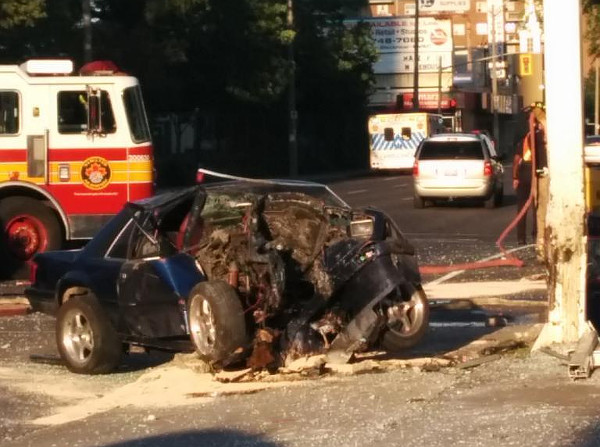 Smashed car after July 5, 2014 collision (Image Credit: Joey Coleman)