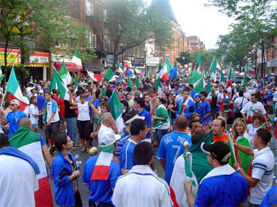 Celebrants thronged the street after Italy won the World Cup