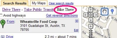 Mockup of a Google Maps 'Bike There' option (Source: Google Maps 'Bike There')