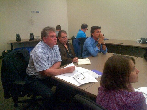 (L to R) Grant Milligan, Stanton Renaissance land development director Richard Ramos, and Louie Santaguida at the meeting.