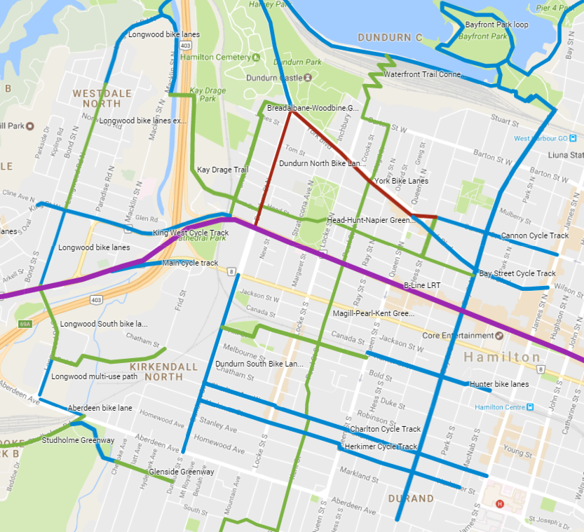 Map: Proposed Cycling Improvements in Strathcona (Image Credit: Google Maps)