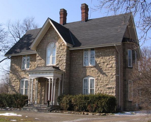 Figure 8. This house, Glenhead on Scenic Drive, built in the late 19th century, Hamilton Mountain, is perhaps the best example of the use of Ancaster chert beds, quarried only a few yards away.