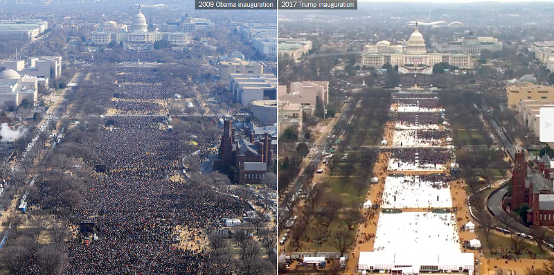 2009 Obama Inauguration vs 2017 Trump Inauguration (Image Credit: New York Times)
