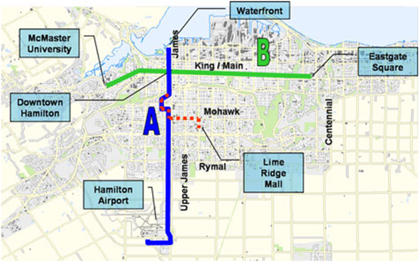 Figure 2: Original proposed rapid transit corridors (Mackenzie 2008)