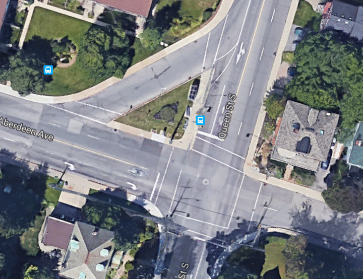 Satellite rendering of curb modifications (Image Credit: Google Maps)