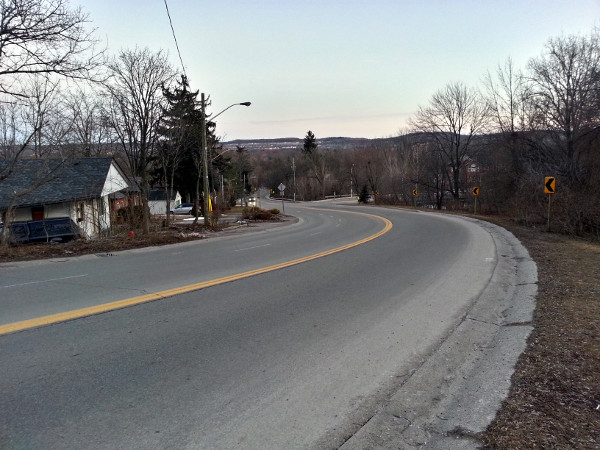 Looking down Sydenham Road from near the falls