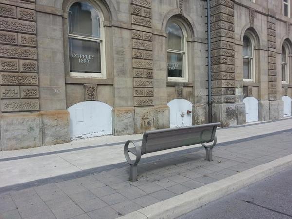 Time-out chair outside Coppley Apparel building facing the wall (RTH file photo)