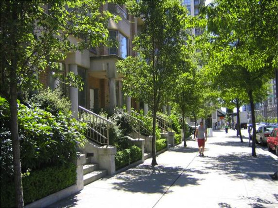 Tree-lined street with rowhouses (Image Credit: Price Tags)