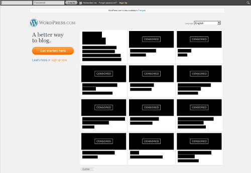 The Wordpress home page has gone dark in protest against PIPA/SOPA
