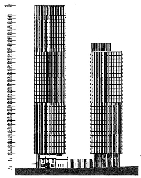 Proposed towers, north elevation