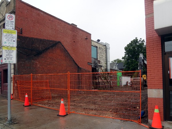 Closeup of the demolished site