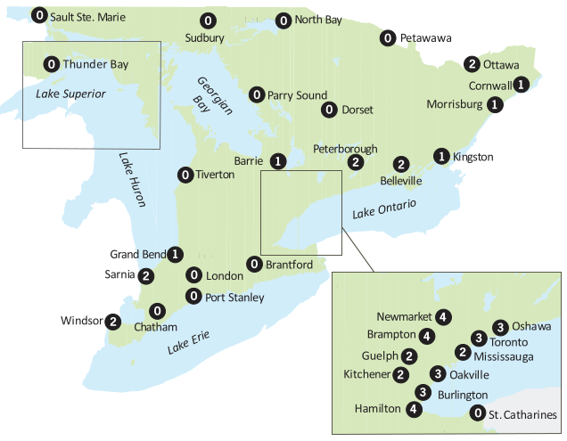 Comparison of 24-Hour PM25 Reference Level across Ontario, 2013