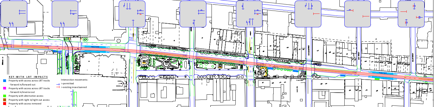 Planned B-Line alignment through Gore Park