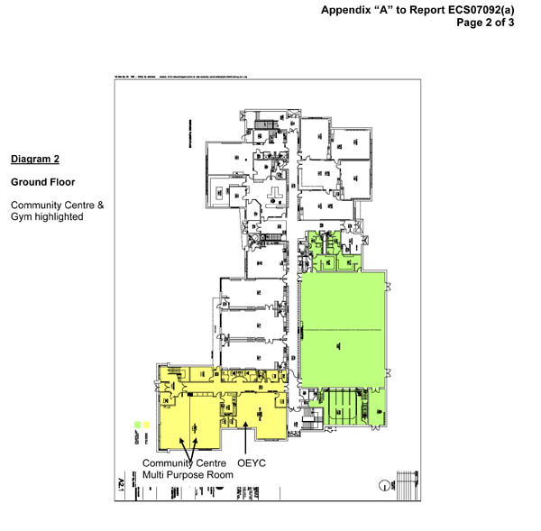 Ground floor, community centre and gym highlighted