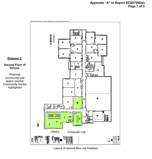 Second floor, community use space over community centre highlighted