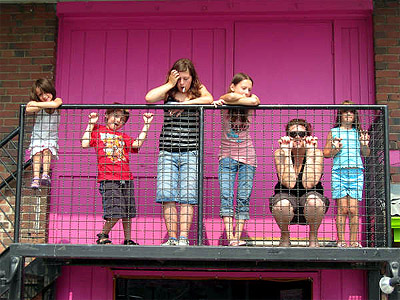 Cicely, Darian and the Bulls at Toronto's Harbourfront. This picture is just so...pink.