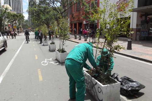 Blocking a lane with planter boxes