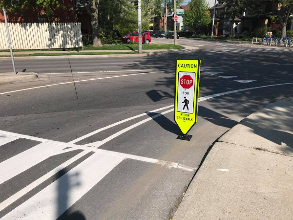 Bollard blocking Herkimer bike lane again, May 17, 2018 (Image Credit: Tom Flood)