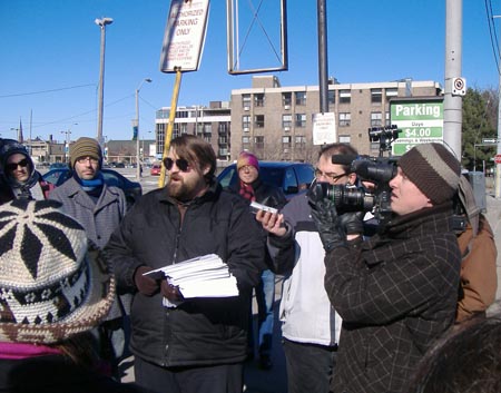 Matt Jelly addresses the crowd