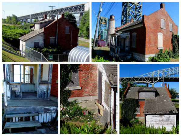 The run-down Lighthouse Keeper's Cottage - roof rotting, paint peeling, overgrown ivy, and current beer can repository