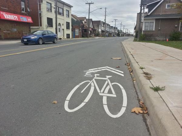 Signed bike route, AKA riding in mixed traffic, on Cannon east of Gage