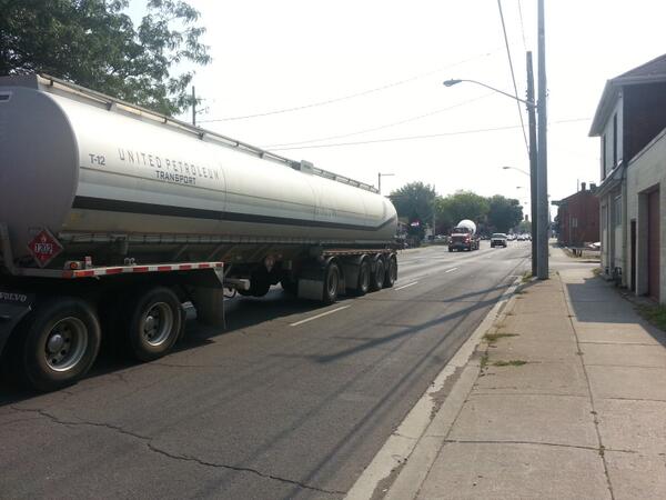 Transport trucks on Cannon