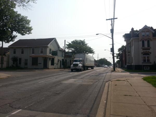 Transport trucks on Cannon