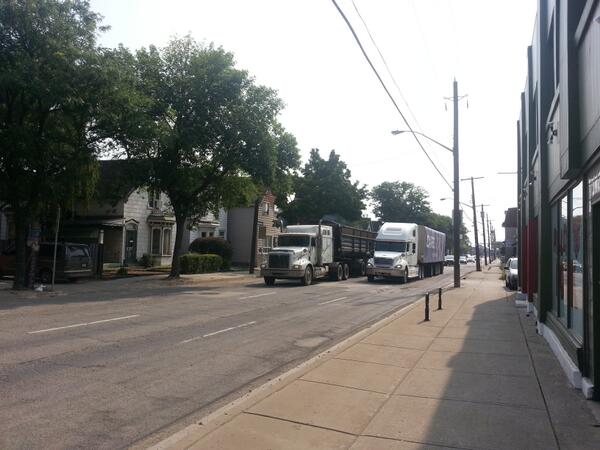 Transport trucks on Cannon Street (RTH file photo)