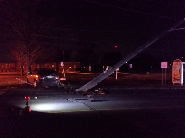 A bicycle did not knock over this Hydro pole on Fennell Avenue (RTH file photo)