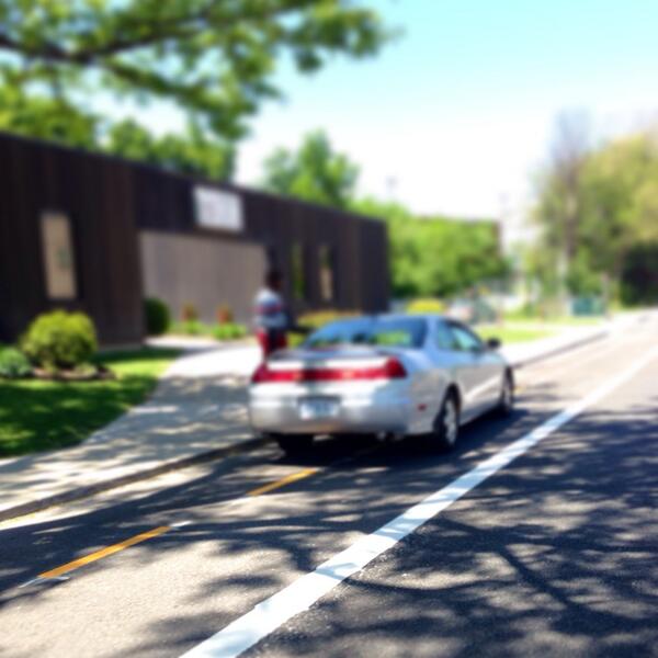 Car parked in new Hunter Street bike lanes