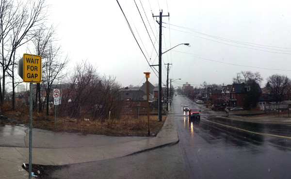 Rail Trail crossing currently has a sign directing people to 