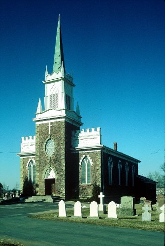 Chippawa, Holy Trinity Anglican Church, exterior from W, John G. Howard, architect (1841)