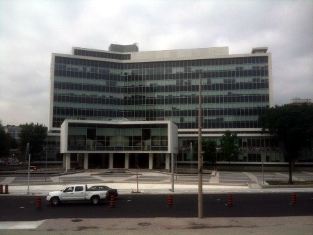 City Hall overview from the Art Gallery of Hamilton Sculpture Court