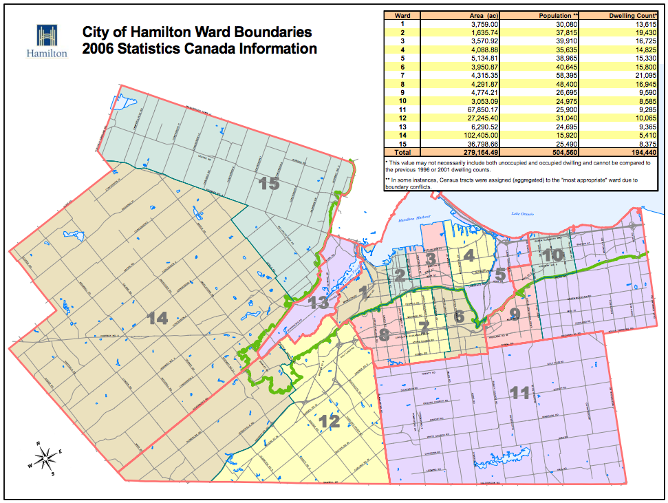 City of Hamilton Ward Boundaries 2006 Statistics Canada Information