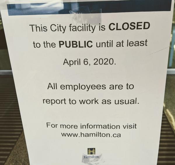 City Hall closed until at least April 6