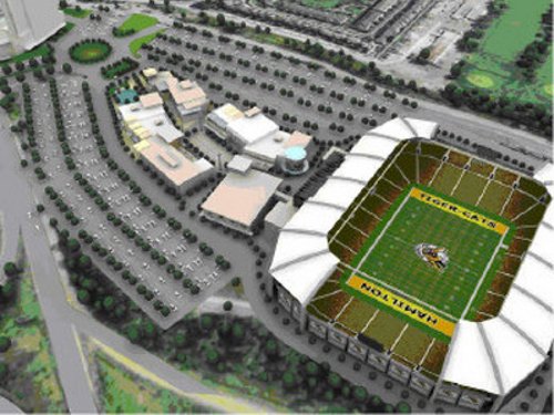 Mockup of the Ticats' planned 'Stadium Precinct' at the CP Rail Yard