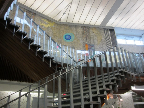 Image of the interior of City Hall, demonstrating the murals that represent the preservation and respect of our rich history and industrial culture