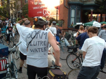 Cyclists at a Critical Mass bike rally. Hamilton has CM rides on the last Friday of every month, starting at Hess Village
