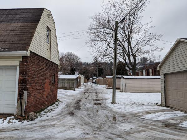 Image 2: Snowy laneway photograph - existing conditions winter 2020