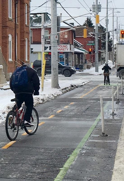 Cyclists on Cannon near Victoria