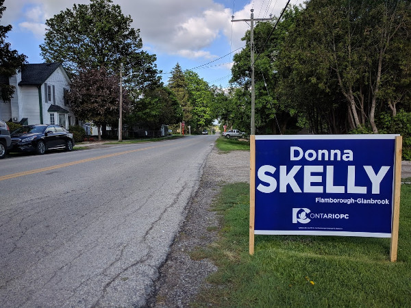 Donna Skelly lawn sign in Jerseyville (RTH file photo)