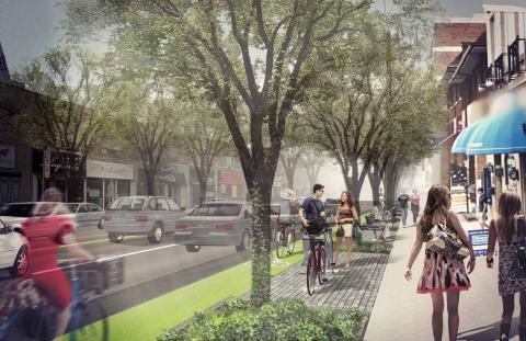 Rendering: Eglinton with protected cycle track