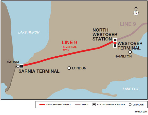 Line 8 Reversal route (Image Credit: Enbridge)