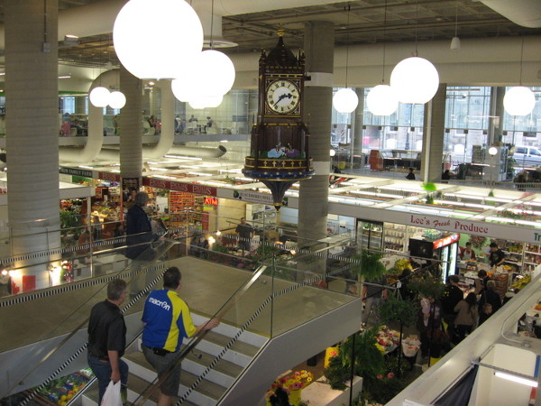 Hamilton's Farmers' Market is a foodies mecca. The clock is from the old Hamilton Birk's Building