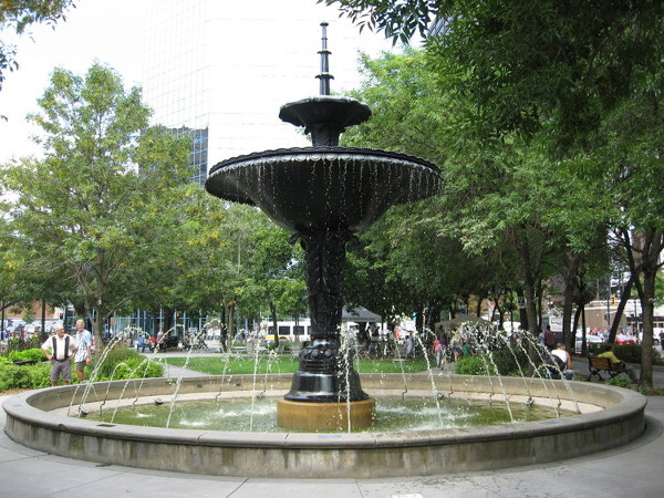 Fountain in Gore Park is a throwback to age of urban ornamentation and decoration.