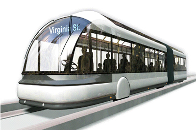 A nifty subway train? Nope. A modern BRT vehicle.