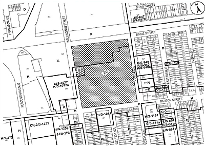 Location map, planned General Hospital buildings