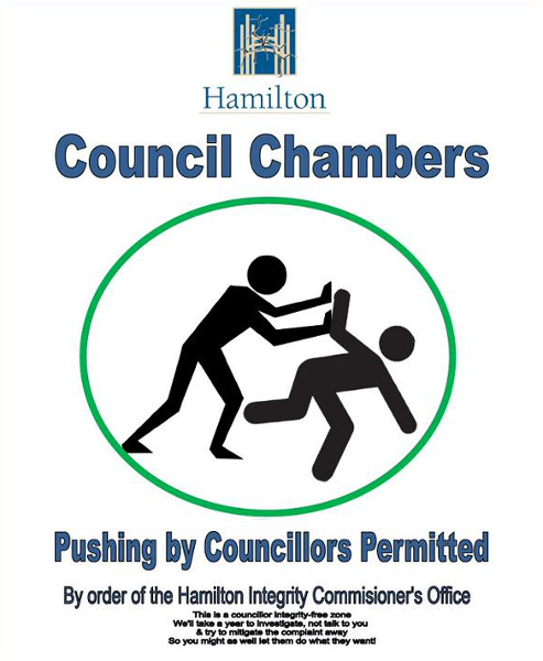Sign: Pushing by Councillors Permitted (Image Credit: Paul Glendenning)
